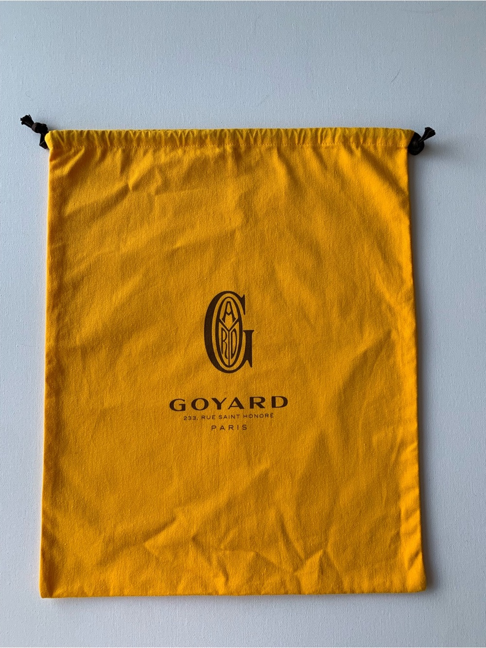 Goyard Yellow dust bag with  Drawstring Size 14x17”